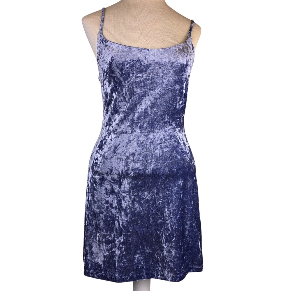 Forever 21‎ Women's S Crushed Velvet Mini Dress Blue Spaghetti Strap NWT Bodycon